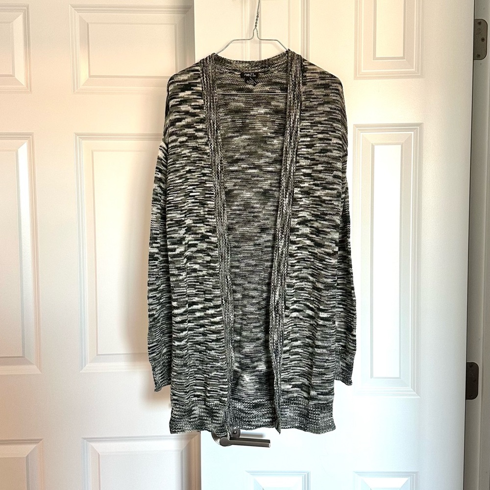 Rue 21 XS Acrylic heathered gray open knit cardigan